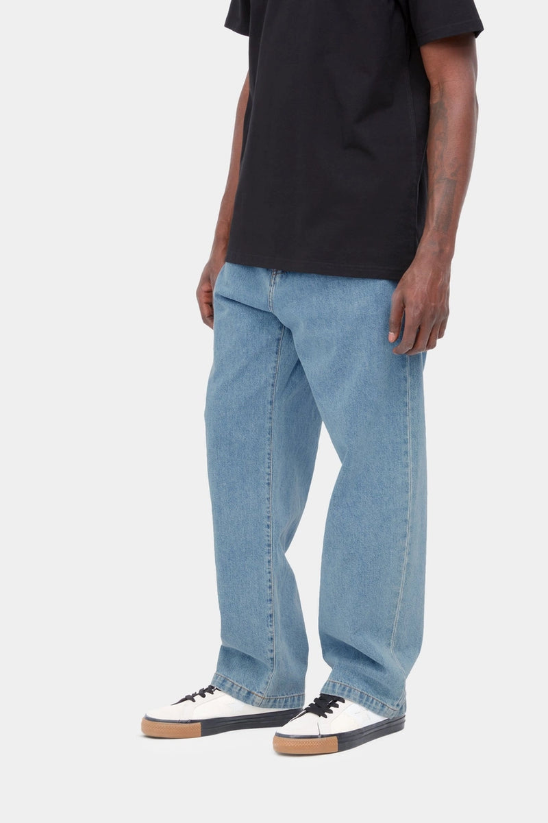 Carhartt WIP Pant Landon Blue Heavy Stone Wash on model front view