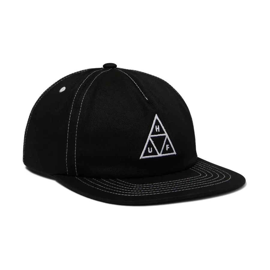 Huf 6 Panel Hat Triple Triangle Black front view