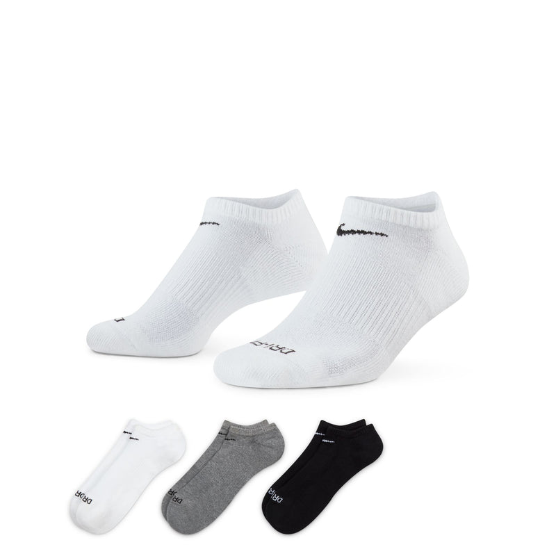 Nike SB Socks 3 Pack Everyday Plus Cushioned No Show Dri-Fit Black Lrg