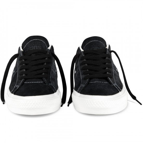 converse Cons one star pro black white suede front view