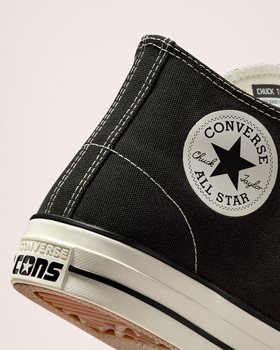 Converse CTAS Pro Mid Black/Black/Egret heel detail