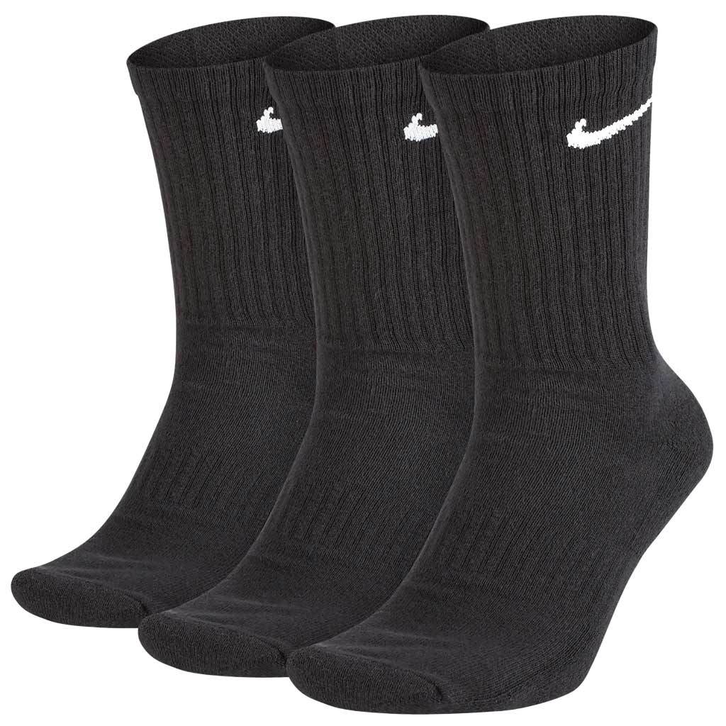 Nike SB Socks Everyday Cotton Cushioned Crew 3 Pack Black Med front view