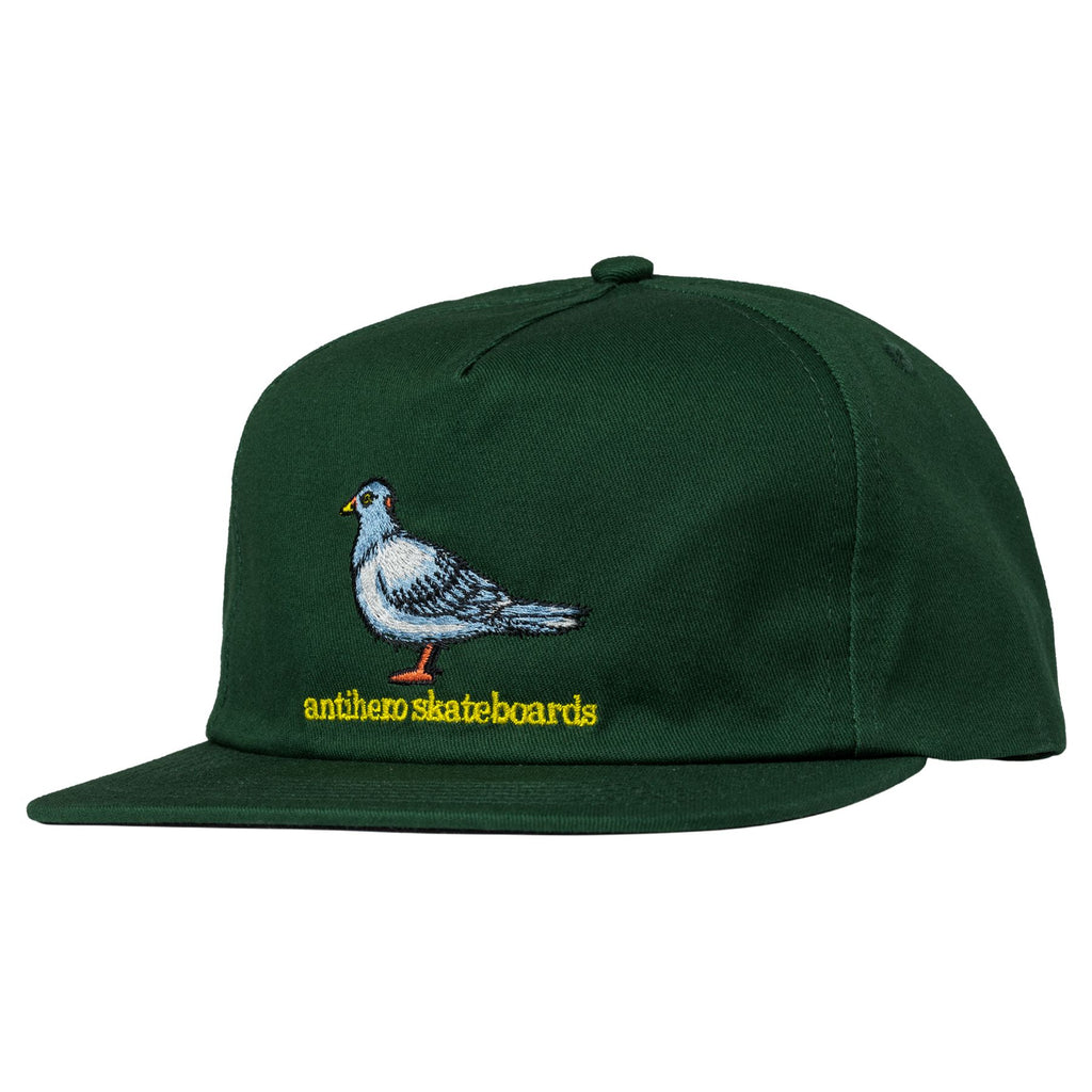 Anti Hero Snapback Hat Lil Pigeon Forest Green/Yellow front view