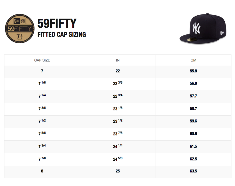 New era fitted cap sizes on sale