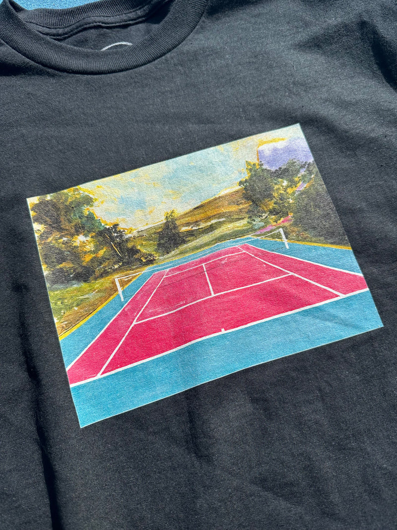 Blue Tile Lounge T-Shirt Manny Trinh "Summer Tennis" Black graphic detail view