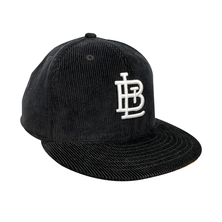 Blue Tile Lounge Fitted New Era Hat Team Logo Black Cord angled view