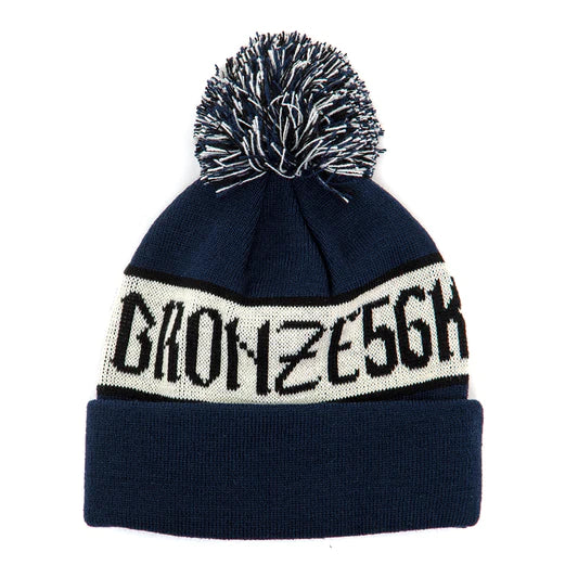 Bronze Beanie Poof Ball Navy front view