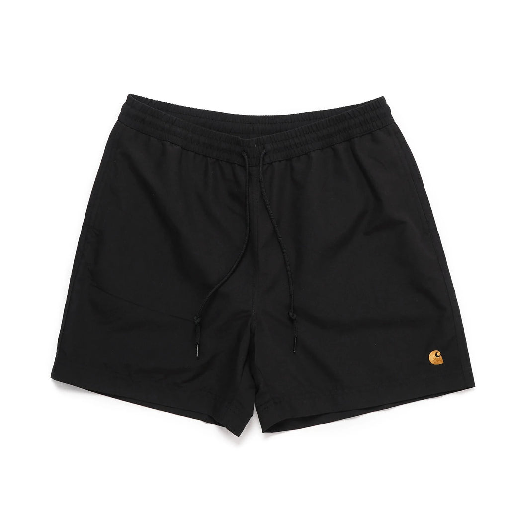 Carhartt WIP Swim Shorts Chase Black/Gold front view