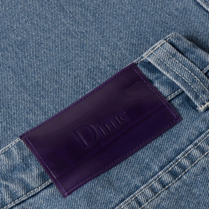 Dime Baggy Denim Blue Washed back waist band patch