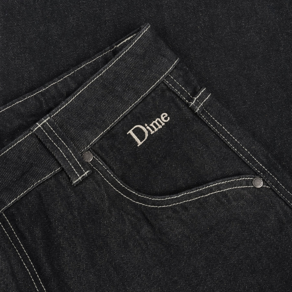 Dime Baggy Denim Washed Black embroidery detail