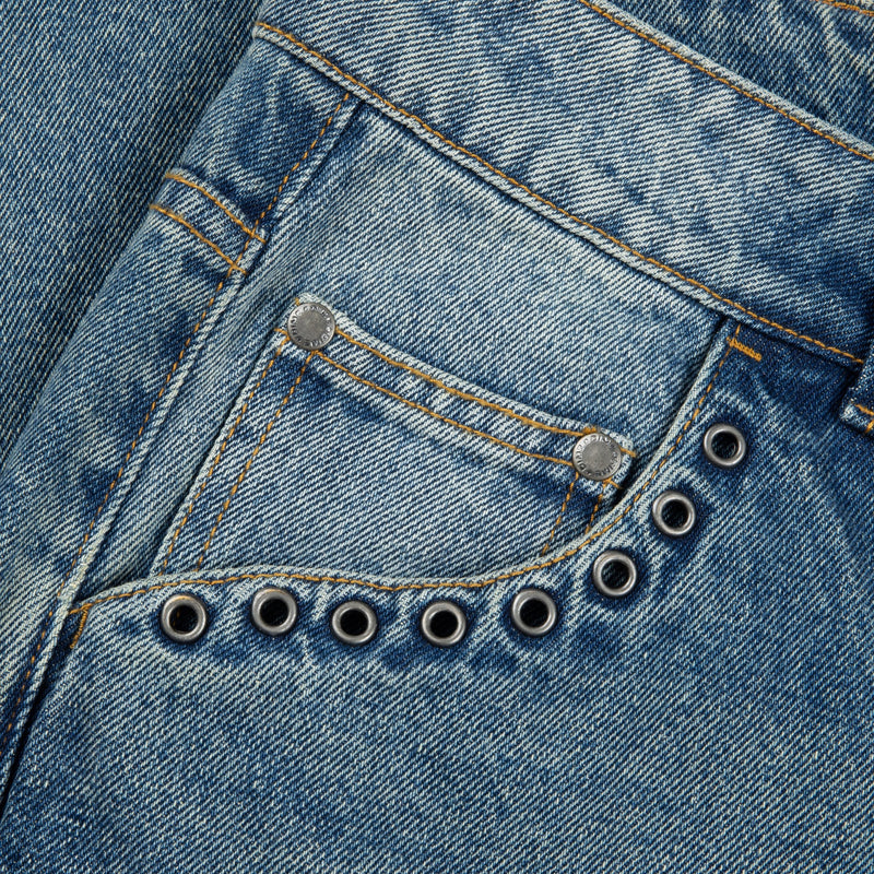 Dime Denim Classic Relaxed Sandblasted Indigo front pocket detail