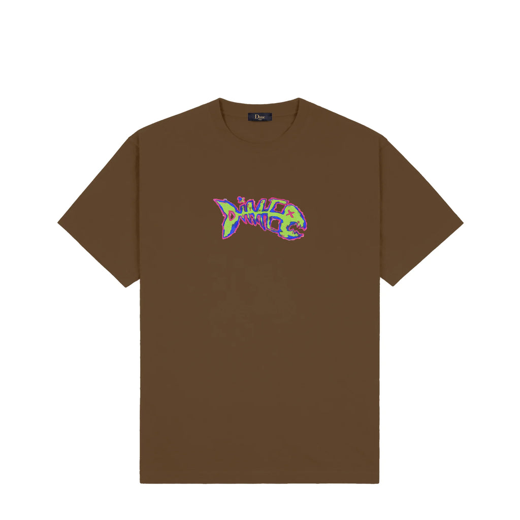 Dime T-Shirt Bones Dark Brown front view