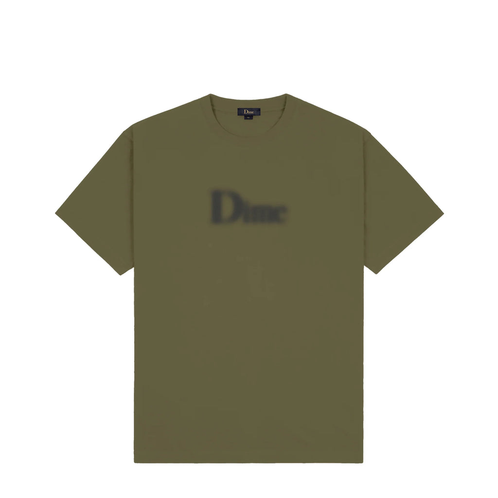 Dime T-Shirt Classic Blurry Dark Olive front of tee