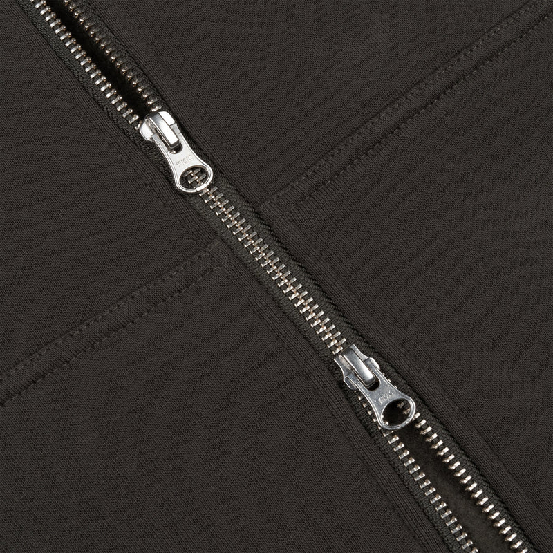 Dime Zip Up Hoodie Cursive Small Logo Vintage Black zipper detail