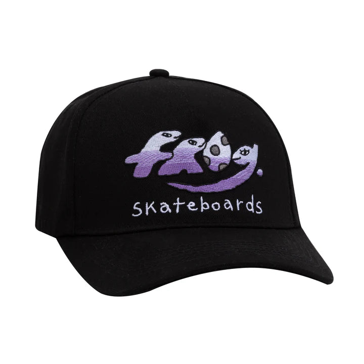 Frog Snapback Hat Dino Logo Black front view