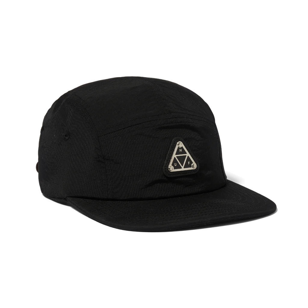 Huf 5 Panel Hat Metal Triple Triangle Black front view