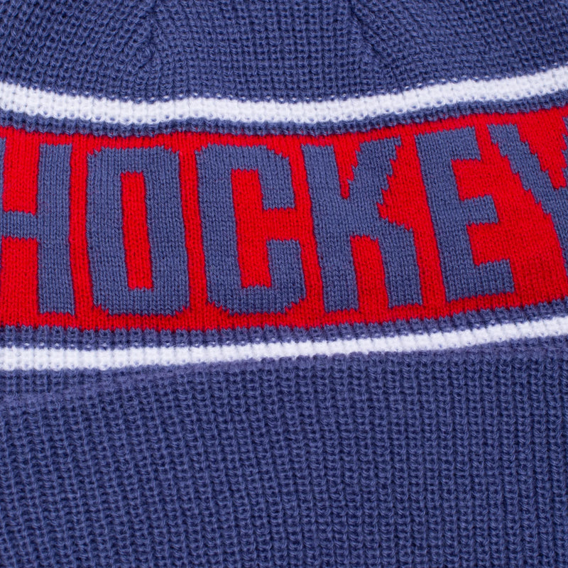 Hockey Beanie Stripe Blue front view