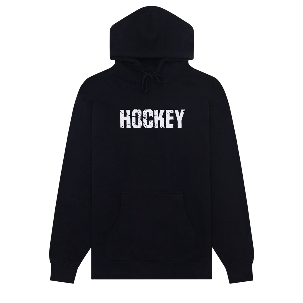 Hockey Hoodie Shatter Puff Print Black front view