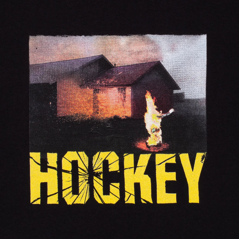 Hockey T-Shirt Windows Up Black graphic close up