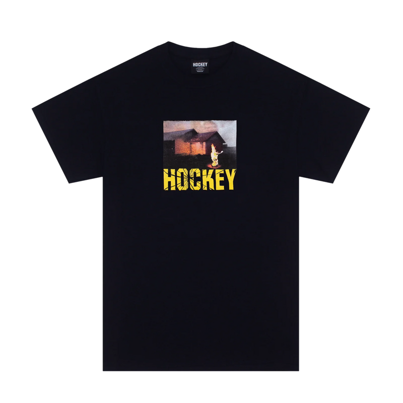 Hockey T-Shirt Windows Up Black front view