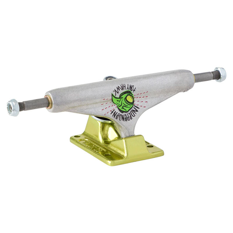 Independent Trucks Stage 11 Forged Hollow Hawk Transmission Silver Green 144 front side view