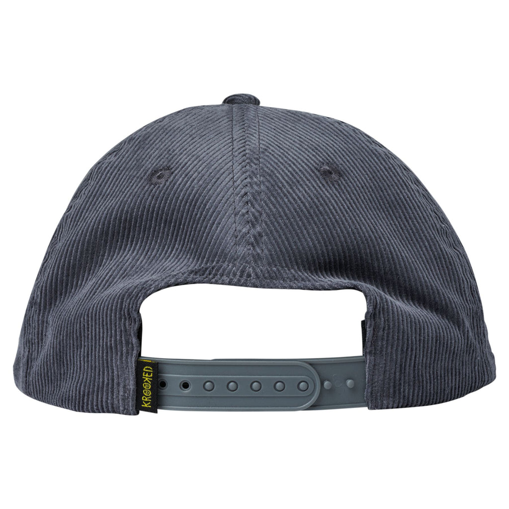 Krooked Snapback Hat Style Cord Charcoal back view