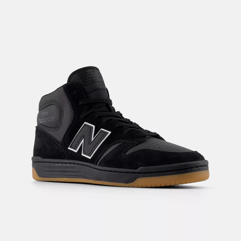 New Balance Numeric 480 High Black/Gum angled side view