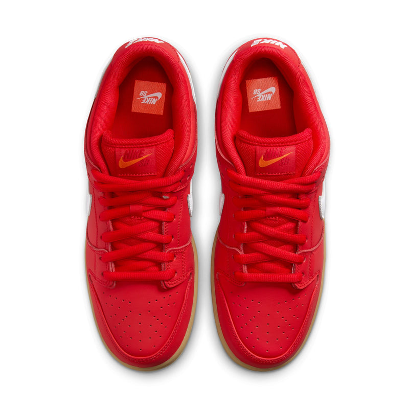 Nike SB Dunk Low Pro University Red/White-University Red top down view