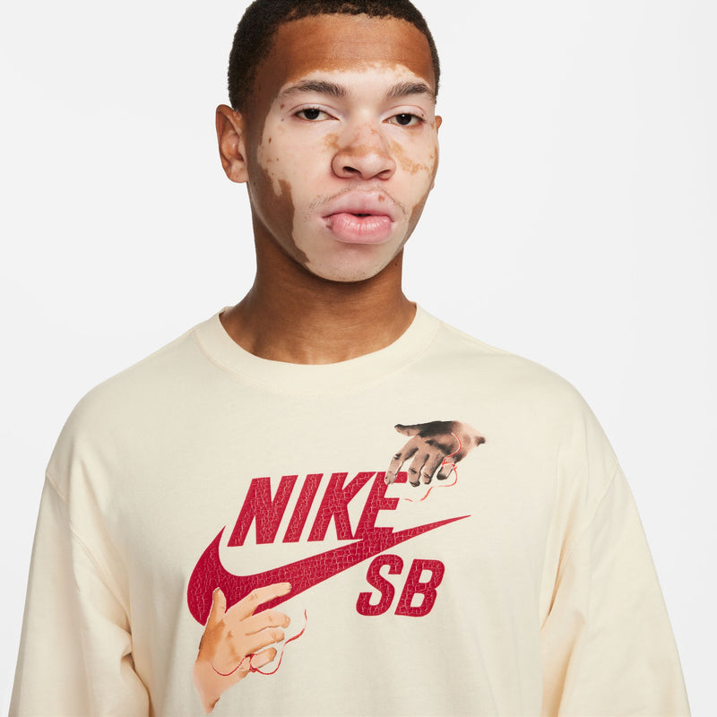 Nike SB L/S T-Shirt City of Love Coconut Milk logo detail on model