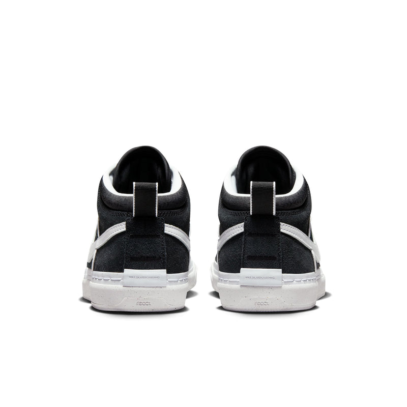 Nike SB React Leo Black/White-Black-Gum Light Brown back view pair