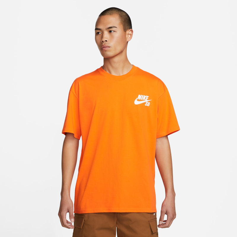 Nike SB T-Shirt Logo Safety Orange front view on model