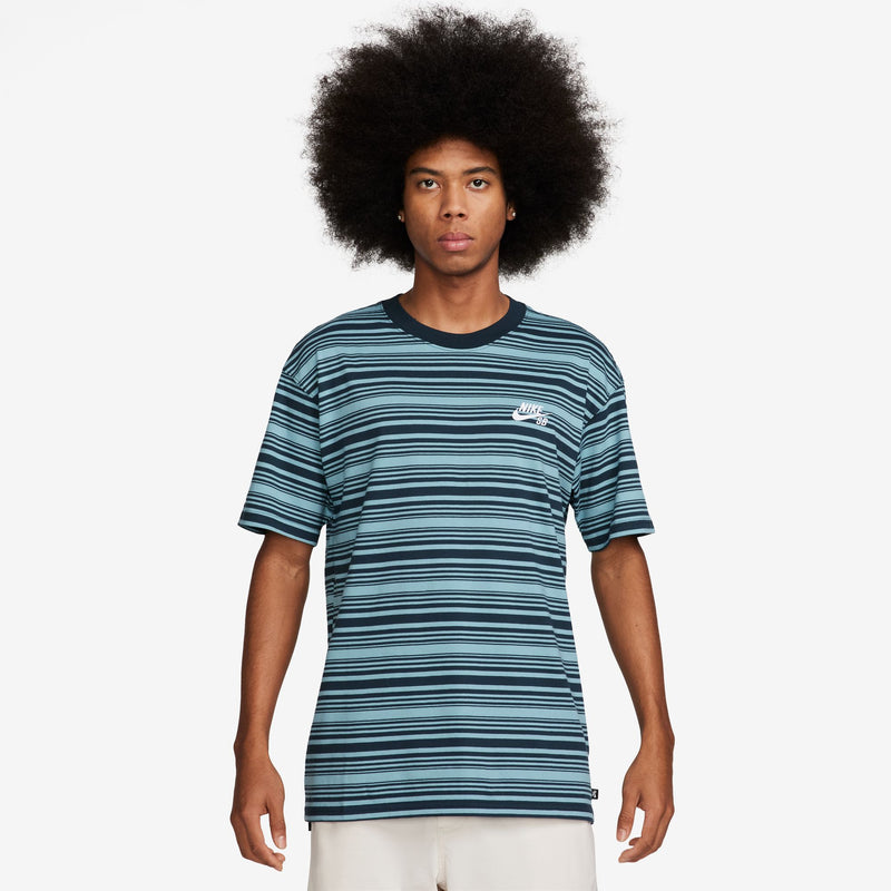 Nike SB T-Shirt Striped Max90 Denim Turquoise on model