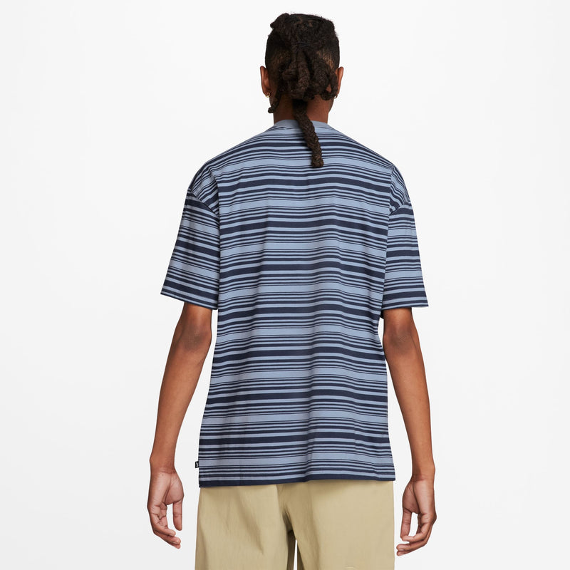 Nike SB T-Shirt Striped Max90 Ashen Slate back view on model