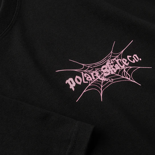 Polar T-Shirt Spiderweb Black logo close up