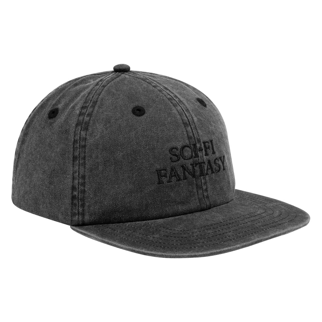 Sci-Fi Fantasy 6 Panel Hat Washed Logo Black