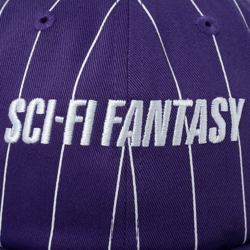 Sci-Fi Fantasy 6 Panel Hat Fast Stripe Purple logo close up