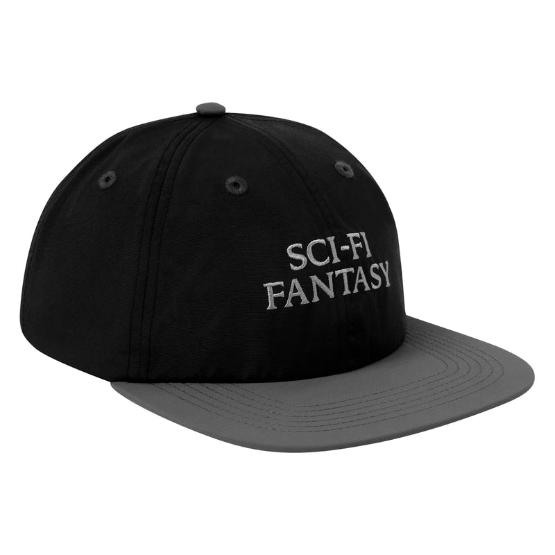 Sci-Fi Fantasy 6 Panel Hat Nylon Logo Black front view