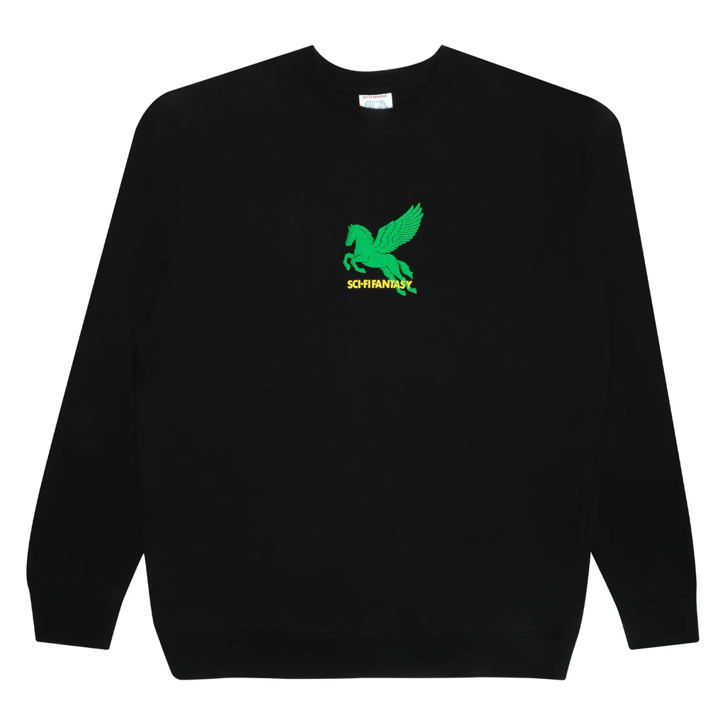 Sci-Fi Fantasy Crew Neck Sweater Pegasus Black