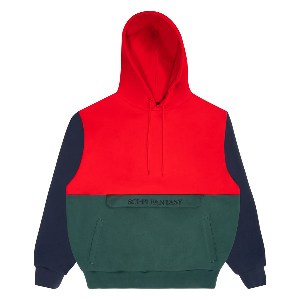 Sci-Fi Fantasy Hoodie Colorblocked Red/Green front view