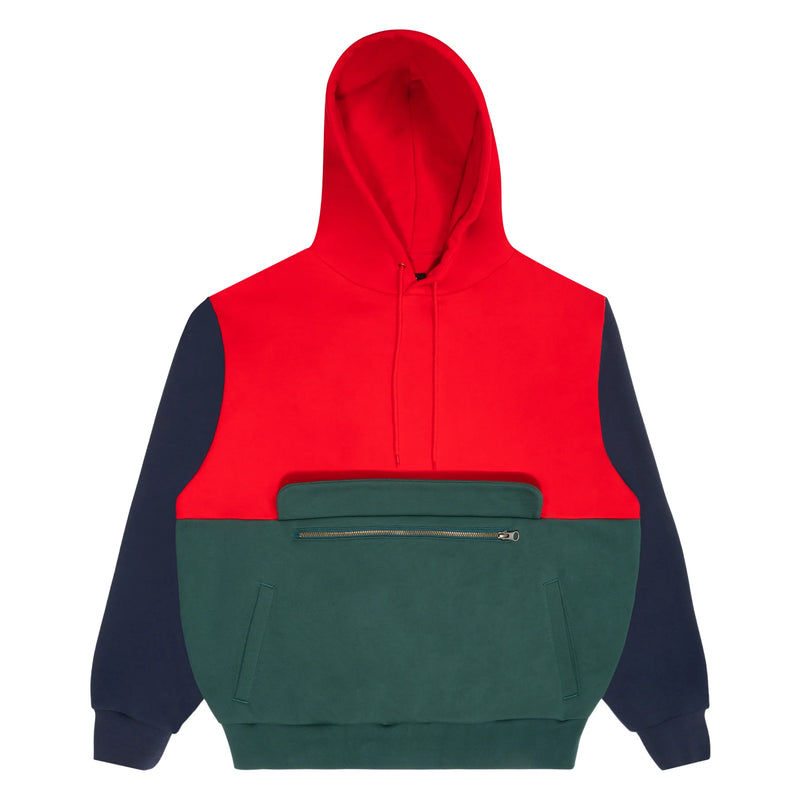 Sci-Fi Fantasy Hoodie Colorblocked Red/Green zipper detail