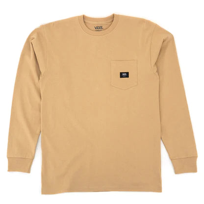 Vans Long Sleeve T-Shirt Woven Pocket Patch Taos Taupe front view
