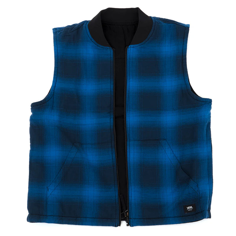 Vans Vest Talbot Reversible Black/True Blue plaid out view