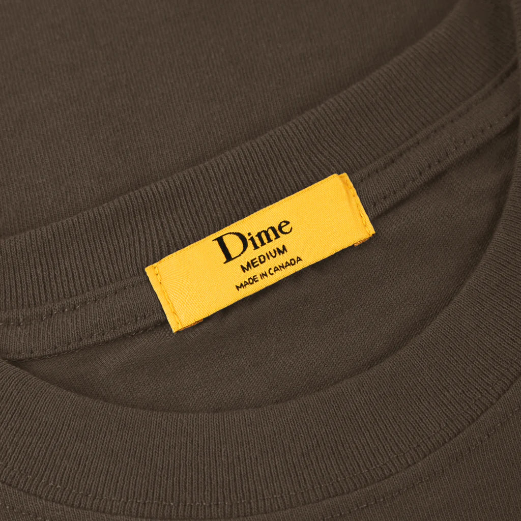 Dime T-Shirt Block Font Driftwood neck tag 