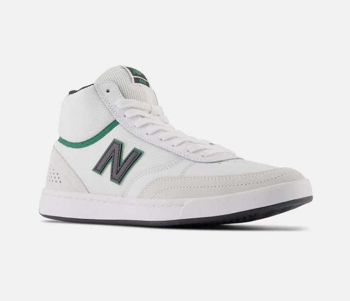 New Balance Numeric 440 High White/Black/Green side angle view
