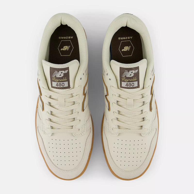 New Balance Numeric 480 White/Brown top down view