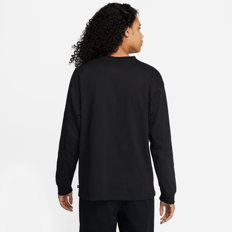 Nike SB L/S T-Shirt Essentials Black back view on model