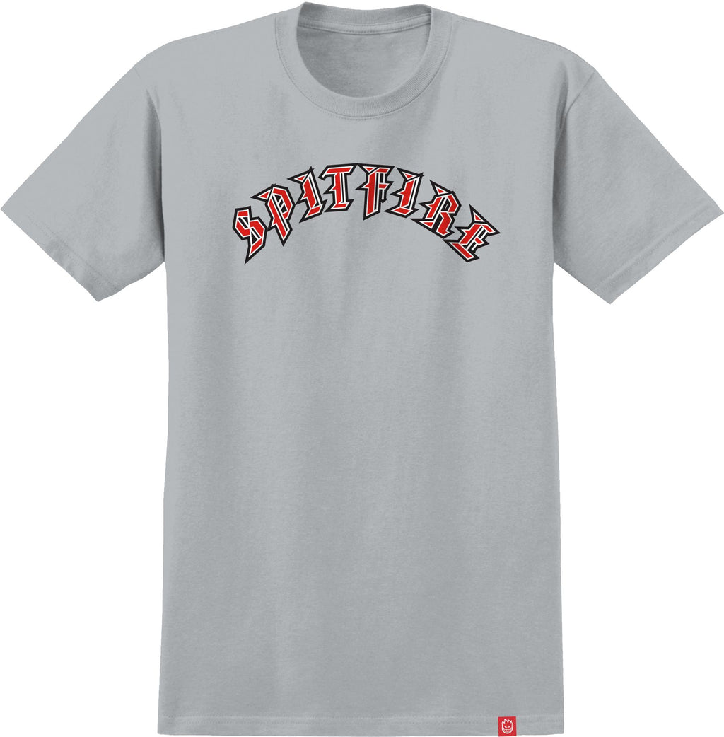 Spitfire T-Shirt Old E Ice Grey/Red/Black/White front view