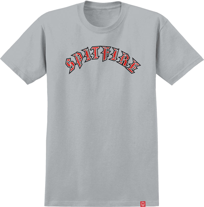 Spitfire T-Shirt Old E Ice Grey/Red/Black/White front view