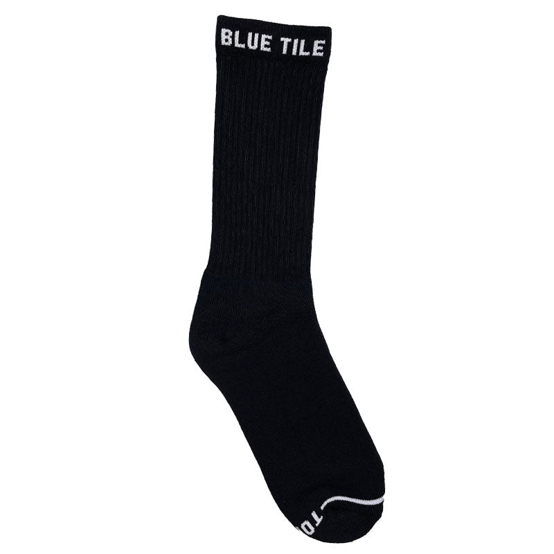 Blue Tile Lounge Sock Black - 2 Pack full sock view