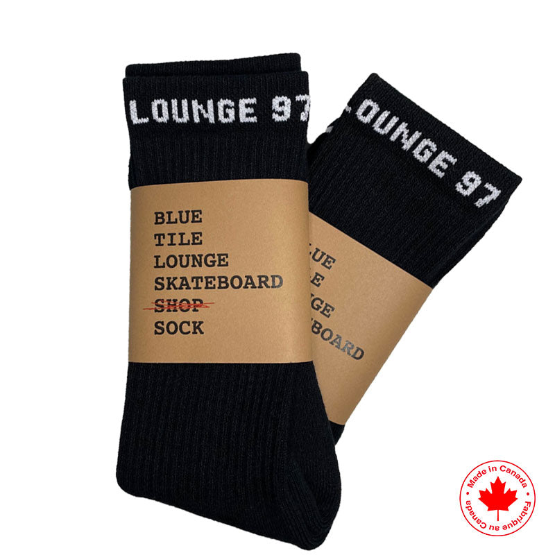 Blue Tile Lounge Sock Black - 2 Pack